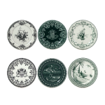 Тарелка  десертная Ассорти с разным рисунком набор 6 ШТ.., LES DEPAREILLEES VERT, Д12,8 см,, GIEN