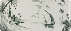 Прямоугольное блюдо Восточный пейзаж 36 X15,5 cm,,  LES DEPAREILLEES VERT, GIEN