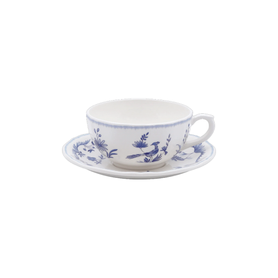 Чашка с блюдцем Gien , Paradis Bleu - Райская птица Голубая,  300 мл, Д 18 cm