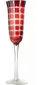 НАБОР БОКАЛОВ ПОД ШАМПАНСКОЕ 6 ШТ., Д6,4х В24 см., КРАСНОЕ СТЕКЛО, РУЧНАЯ РАБОТА